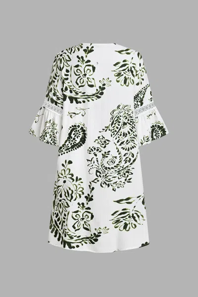 Cupshe Green Paisley V-neck Mini Dress In Multi