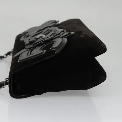 Pre-owned Chanel Camellia No.5 Chain Flap Bag Velvet Black Velvet Bag ()