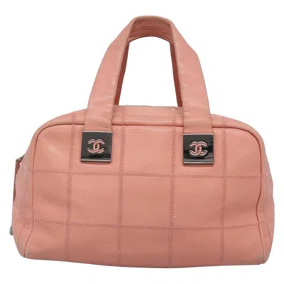 Pre-owned Chanel Chocolate Bar Cc Bowler Bag Caviar Skin Pink Leather Bag ()