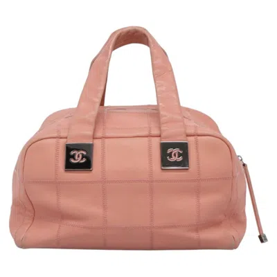 Pre-owned Chanel Chocolate Bar Cc Bowler Bag Caviar Skin Pink Leather Bag ()