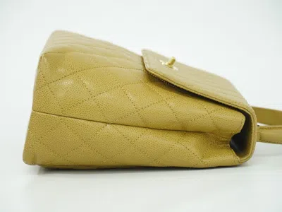 Pre-owned Chanel Coco Top Handle Bag Quilted Caviar Beige Leather Bag () In Sand