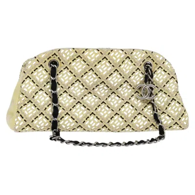 Pre-owned Chanel Just Mademoiselle Bag Woven Stitch Patent Beige Patent_leather Bag () In Sand