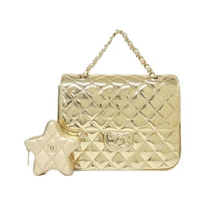 Pre-owned Chanel Gold Metallic Leather Backpack ()