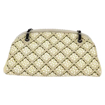 Pre-owned Chanel Just Mademoiselle Bag Woven Stitch Patent Beige Patent_leather Bag () In Sand