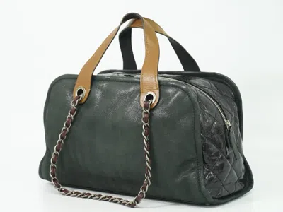 Pre-owned Chanel In The Mix Timeless Bowler Bag Iridescent Calfskin And Quilted Glazed Calfskin Black Leather