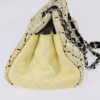 Pre-owned Chanel Just Mademoiselle Bag Woven Stitch Patent Beige Patent_leather Bag () In Sand