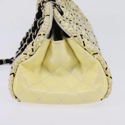 Pre-owned Chanel Just Mademoiselle Bag Woven Stitch Patent Beige Patent_leather Bag () In Sand