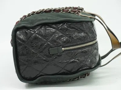 Pre-owned Chanel In The Mix Timeless Bowler Bag Iridescent Calfskin And Quilted Glazed Calfskin Black Leather