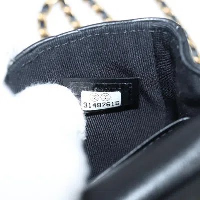 Pre-owned Chanel Lady Handle Flap Card Holder On Chain Quilted Calfskin Black Leather Bag ()