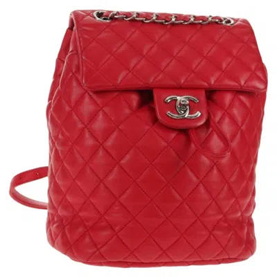 Pre-owned Chanel Urban Spirit Backpack Quilted Lambskin Red Leather Bag ()