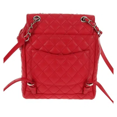 Pre-owned Chanel Urban Spirit Backpack Quilted Lambskin Red Leather Bag ()