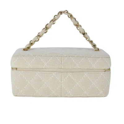 Pre-owned Chanel Vanity Toiletries Cotton White Cotton Bag ()