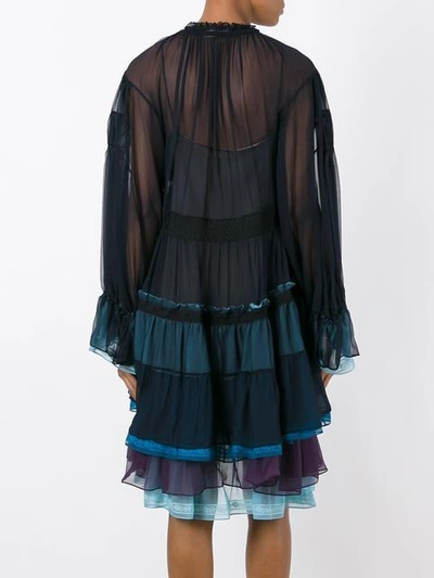 Shop Chloé Tiered Colour Block Dress In Black