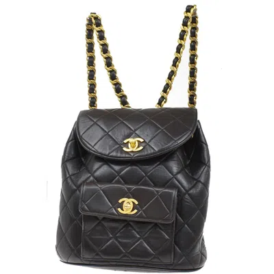 Pre-owned Chanel Vintage Cc Pocket Backpack Quilted Lambskin Black Leather Bag ()