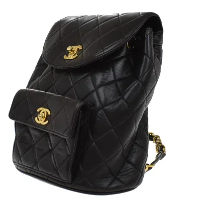 Pre-owned Chanel Vintage Cc Pocket Backpack Quilted Lambskin Black Leather Bag ()