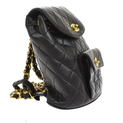 Pre-owned Chanel Vintage Cc Pocket Backpack Quilted Lambskin Black Leather Bag ()