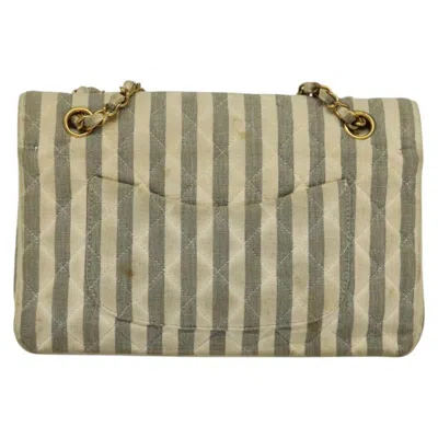 Pre-owned Chanel Vintage Classic Double Flap Bag Quilted Denim Gray Canvas Bag ()