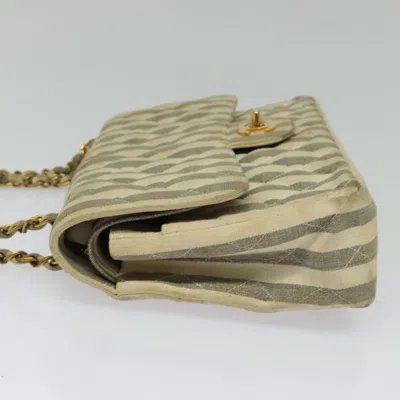 Pre-owned Chanel Vintage Classic Double Flap Bag Quilted Denim Gray Canvas Bag ()