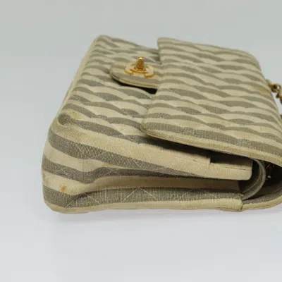 Pre-owned Chanel Vintage Classic Double Flap Bag Quilted Denim Gray Canvas Bag ()