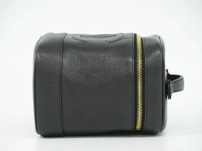 Pre-owned Chanel Vintage Timeless Cosmetic Case Caviar Black Leather Bag ()