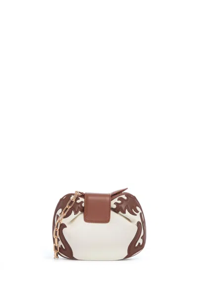Gabriela Hearst Soft Demi Western Clutch With Chain In Ivory Multi Nappa Leather In Brown