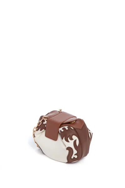 Gabriela Hearst Soft Demi Western Clutch With Chain In Ivory Multi Nappa Leather In Brown