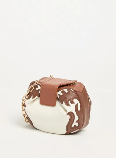 Gabriela Hearst Soft Demi Western Clutch With Chain In Ivory Multi Nappa Leather In Brown