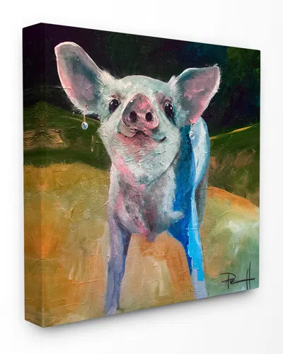 Stupell Proud And Painterly Piglet With Earrings By Main Line Art & Design Canvas Art In Multi