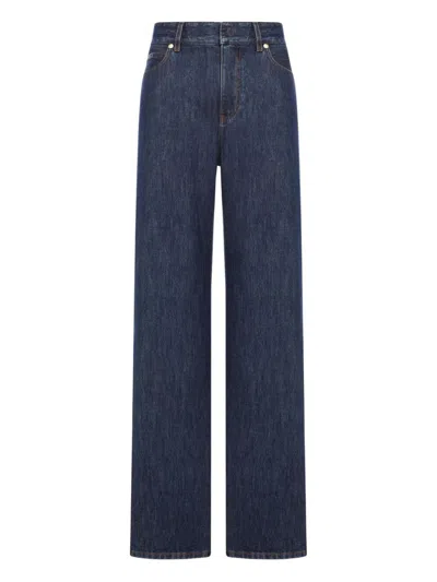 Fendi High Waist Wide Leg Denim Trousers In Blue