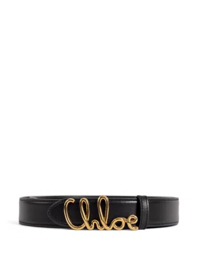 Chloé Iconic Embellished Leather Belt In Black