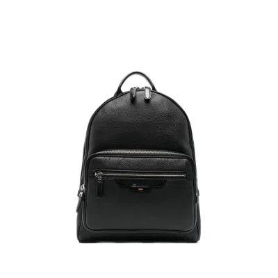 Santoni Grained-texture Leather Backpack In Black