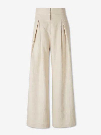 Andres Otalora Esta En Ti Wide-leg Linen Pants In Neutral