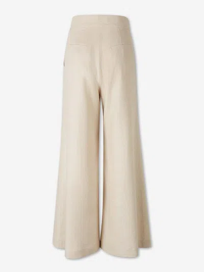 Andres Otalora Esta En Ti Wide-leg Linen Pants In Neutral