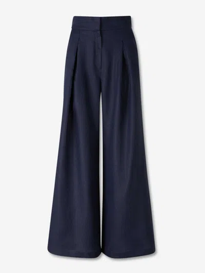 Andres Otalora Plenitud Pleated Tencel Wide-leg Pants In Blue