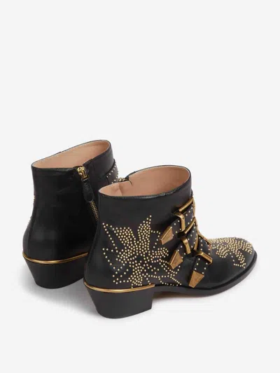 Chloé Susan Studded Leather Ankle Boots In Black