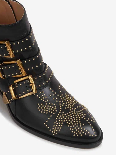 Chloé Susan Studded Leather Ankle Boots In Black