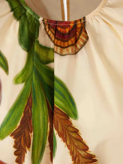 Ulla Johnson Las Olas Puffed-sleeve Botanical-print Top In Neutral