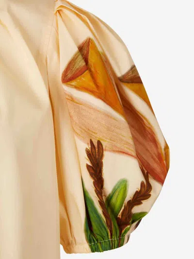 Ulla Johnson Las Olas Puffed-sleeve Botanical-print Top In Neutral