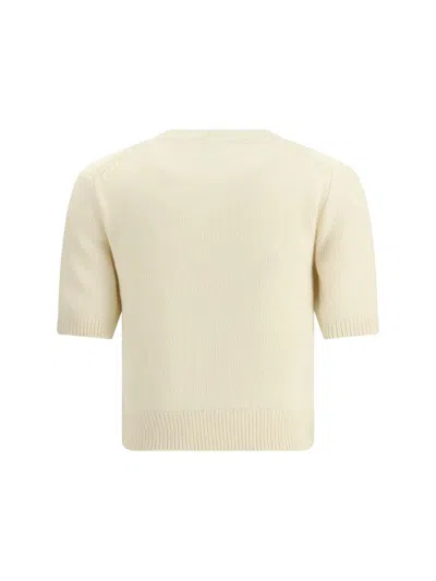 Burberry Wool-cashmere Short-sleeve Sweater In Neutral