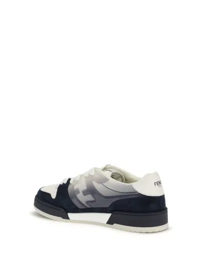 Fendi Match Sneaker In White Leather And Blue Suede Men In Multi