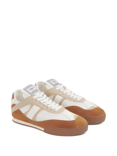 Chloé Kick Brown And White Sneakers In Mesh And Leather In Multi