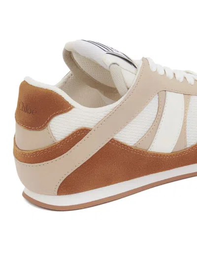 Chloé Kick Brown And White Sneakers In Mesh And Leather In Multi