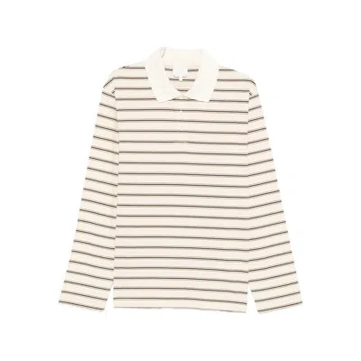 Apc Striped Long-sleeve Polo Shirt In White
