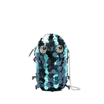 Anya Hindmarch Sequin Embellished Clutch Bag In Blue