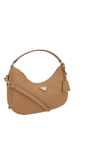 Prada Light Brown Leather Shoulder Bag In Brown