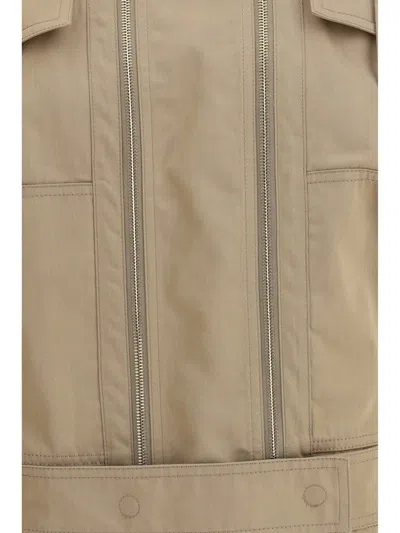 Fendi Beige Cotton Full-length Jacket In Brown