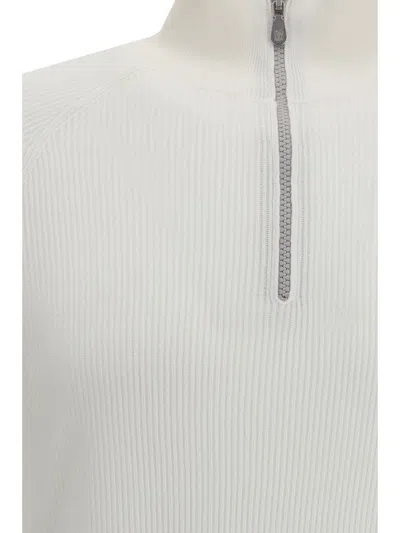 Brunello Cucinelli Men Cotton Sweater With A High Neckline In White