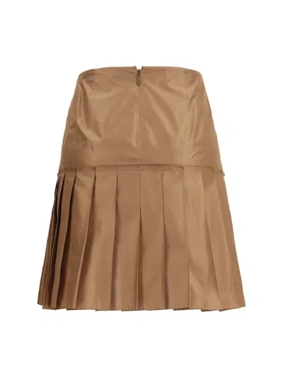 Fendi Pleated Silk Taffeta Mini Skirt In Brown