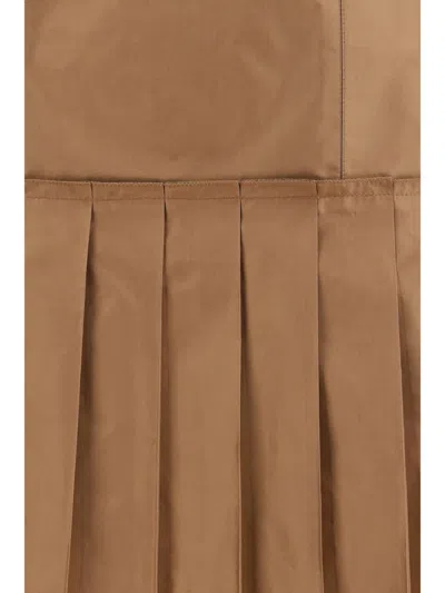 Fendi Pleated Silk Taffeta Mini Skirt In Brown