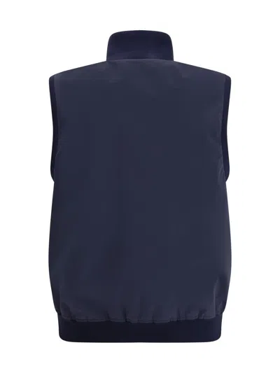 Brunello Cucinelli Men Sleeveless Vest Jacket In Blue
